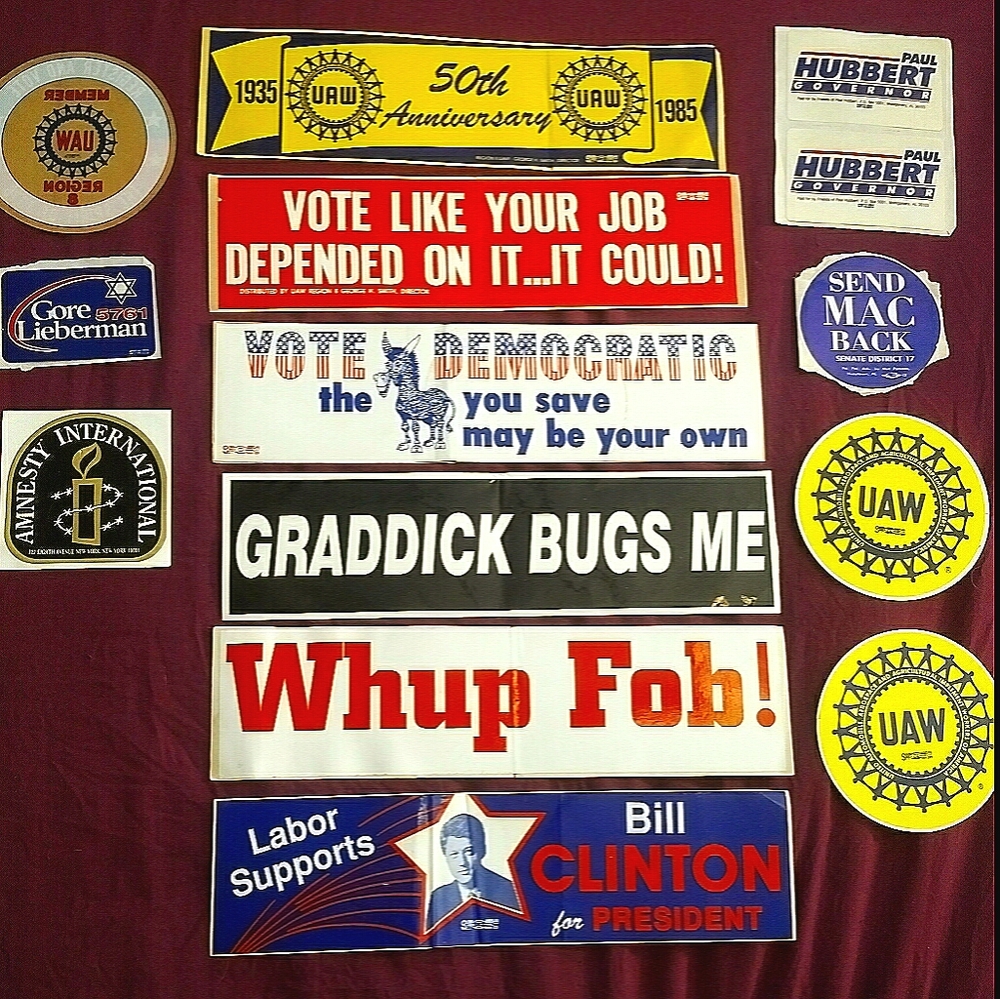 Collection of 14 Vintage U.S. Political Campaign & Union Bumper Stickers